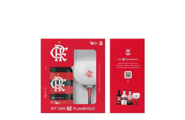 Gin Flamengo Orgânico BË Garrafa Listrada com Taça 750 ml